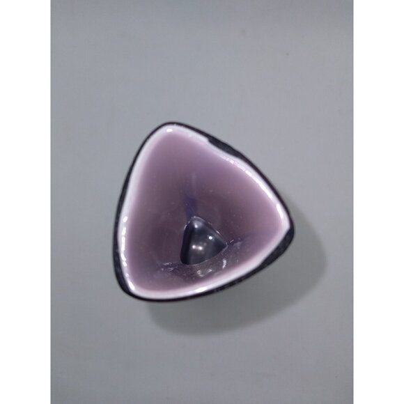 Vtg MCM Cased Glass Triangular Bud Pop Art Purple Bud Vase Japan 7.5"  READ - Picture 6 of 15